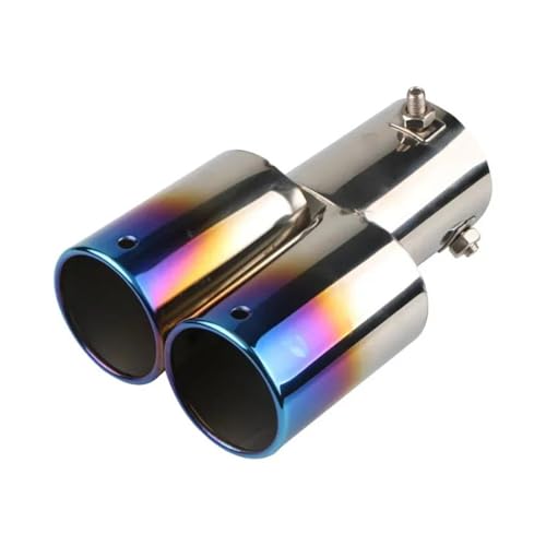 GTGJFJKW Garganta de la Cola del Coche 2.5' Inlet Car Escape Silenciador Punta Acero Inoxidable Doble Tubo Embellecedor Modificado Revestimiento De Garganta Trasera De Coche 1PCS(D)