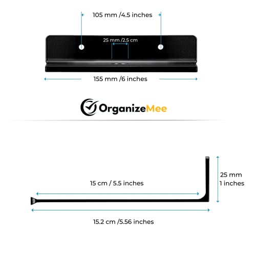 Image of 6 Inch Set 2 White Wall Shelf - Metal Floating Shelf for Wall, Wall Mounted Shelves, Modern Wall Shelf for Bedroom & Living Room Storage, Minimalist Wall Mount Shelf (15.24 CM Long X 12 CM deep)