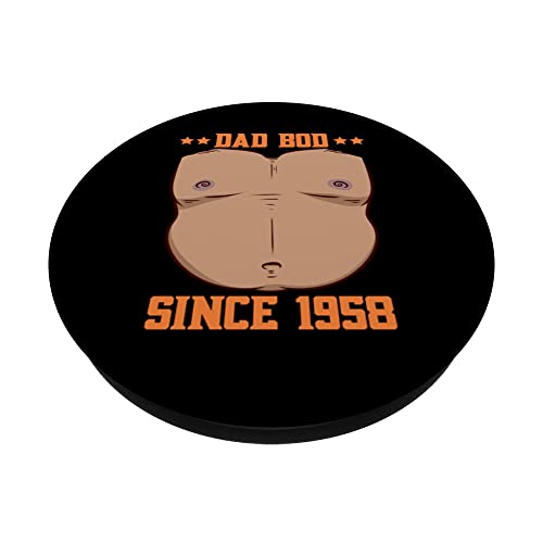 Dad Bod Since 1958 Father's Day Beer Belly PopSockets Swappable PopGrip, Black - Image 2