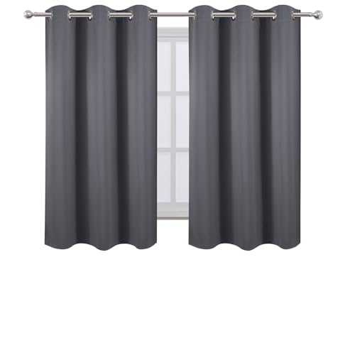 Image of LEMOMO Grey Blackout Curtains 34 x 63 Inch Length /Set of 2 Curtain Panels /Thermal Insulated Room Darkening Blackout Curtains for Bedroom
