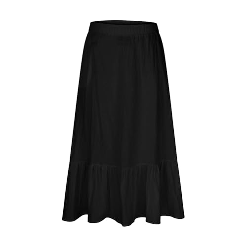 Flowy Tiered Skirts for Women High Waisted Pleated Summer Beach Skirt A Line Smocked Layered Dress with Pocket4