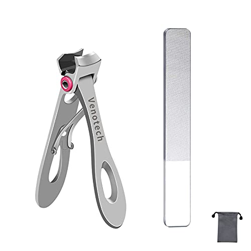 Venotech Nail Cutter for Thick Nails,Small Fingernail Toe Nail Clippers for Adult Seniors Men Women, Silver