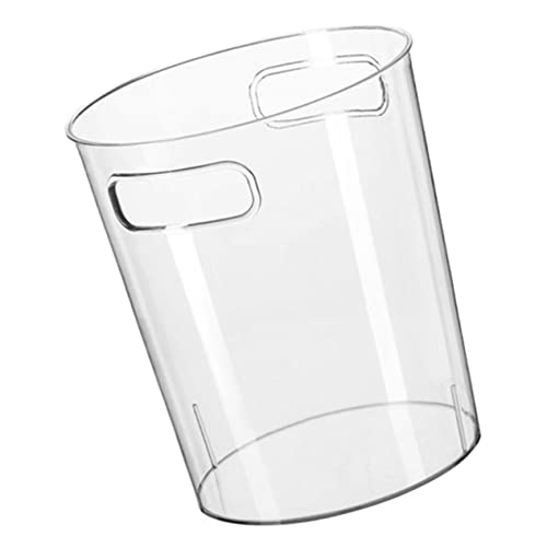 Caneca de basura rectangular transparente con tapa y asa