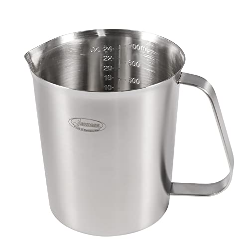 Image of Measuring Cup, [Upgraded, 3 Measurement Scales, Including Cup Scale, ML Scale, Ounce Scale], Newness Stainless Steel Measuring Cup with Marking with Handle, 24 Ounces (0.7 Liter, 3 Cup) (Pack of 2)