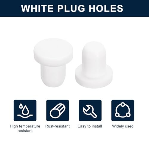 Image of uxcell 20 Pieces White Rubber Stopper, S5.5 Waterproof Plug Holes for 5.5mm / 0.22 inch Hole