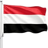 WANSHUNDE Yemen Yemeni Flag 3x5 Ft Outdoor - Premium Polyester Double Stitched Yemen Flags, Vivid Color Fade Proof Yemeni National Flag with 2 Brass Grommets
