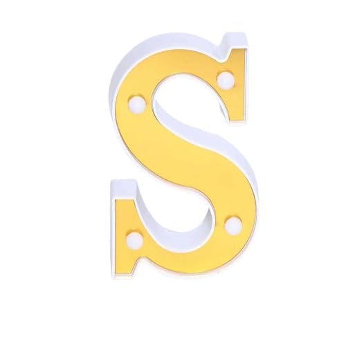 Image of Efavormart 6 inch Gold Marquee Letter S, Mirror Front Warm White LED Light Up 3D Sign, Battery Operated 72H Glow for Wedding Party & Wall Decor