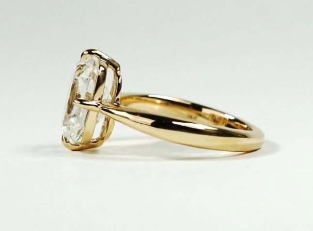 3 CT Diamond Cushion Cut Diamond Engagement Ring, Solitaire Daimond Ring, Wedding Ring, Compass Prong Setting, yellow gold plated.size 3-12 (USA)3