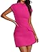 OFEEFAN Cap Sleeve Dresses for Women Club Bodycon Mini Dress Hot Pink XS