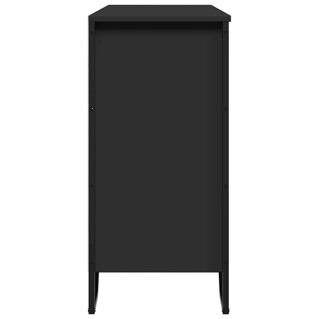 Credenza nera, 101 x 35,5 x 74,5 cm, in legno e gambe in metallo, moderna, per soggiorno, corridoio, ufficio, con spazio salvaspazio