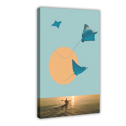 Bateau faisceau collage poster sur toile idée cadeau originale art abstrait