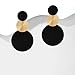 Handmade Long Round Alloy Dangle Drop Earrings - Statement 60s 70s 80s Vintage Gold Disk Round Disc Earrings - Boho Lightweight Summer Beach Jewelry Earring for Women (Black Gold)