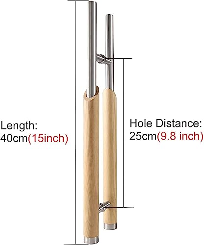Poignées de porte en acier inoxydable et bois push pull 40" - 5
