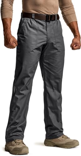 Image of CQR Men's Quick Dry Work Pants, Water Resistant Outdoor Tactical Pants, Lightweight Stretch Cargo Hiking Pants