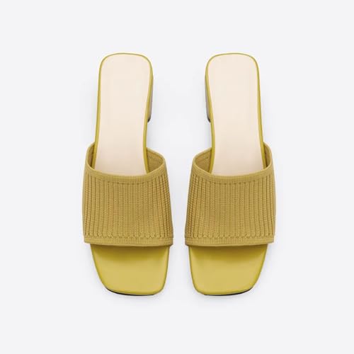 MOUSSE FIT Women's Chunky Knit Square Toe Mule Sandals, Slip-on Summer Footwear3