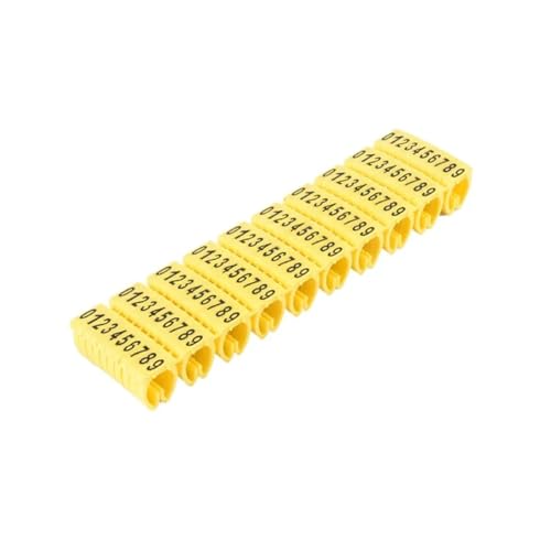 KJUUQBZL 100/150 Piezas de marcadores de Cable, Etiqueta de número de Marcador Tipo C Amarilla for Cable de Red de 2 a 8 mm(M-1AS(2.5mm) 100PCS)