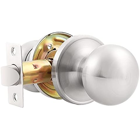 GOBEKOR 1 Pack Passage Door Knobs Interior Satin Nickel Keyless Door Knobs Closet Hall Door Knob Round Passage Knob with Lock Cover