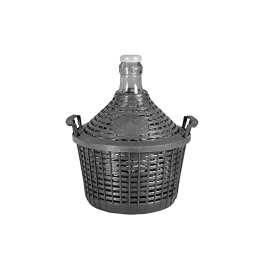 HOME Damajuana con Cesta, Vidrio/Plástico, Beis, 15 litros, Negro, 15lt