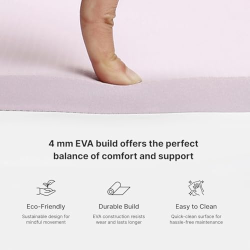 Image of Cult Yoga Mat 4mm EVA with Carry Strap - Lightweight, Non-Slip, Cushioned & Sweat-Resistant Exercise Mat - Eco-Friendly Workout Mat for Yoga, Pilates, Meditation & Home Gym - Pink