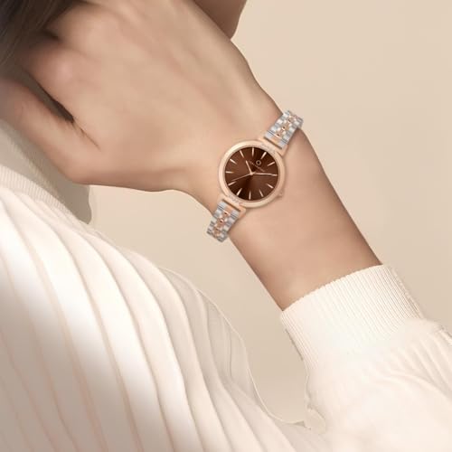 Carlington Iconic Analog Watch for Women - CT 2034, Two Tone Brown - Image 6