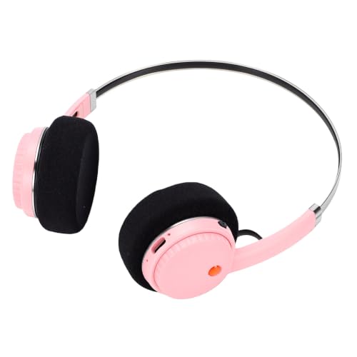 Auriculares inalámbricos rosa Bluetooth 6.0 retro con graves de 17 Hz y batería de 20h