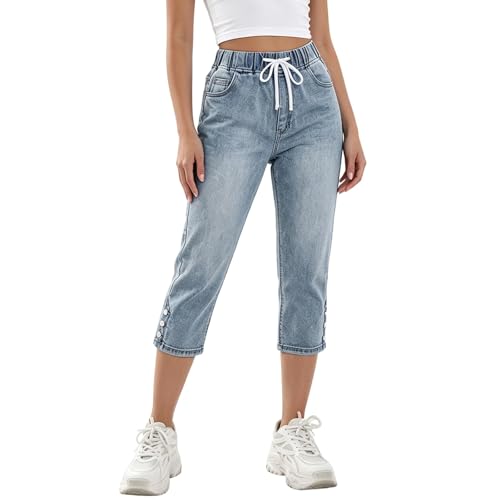 Jean slim décontracté taille haute pour femme avec effet gainant