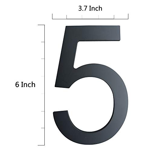 6 Inch House Numbers- Modern Floating Stainless Steel Home Address Number Elegant Black Finish,Number 5 #TOP2