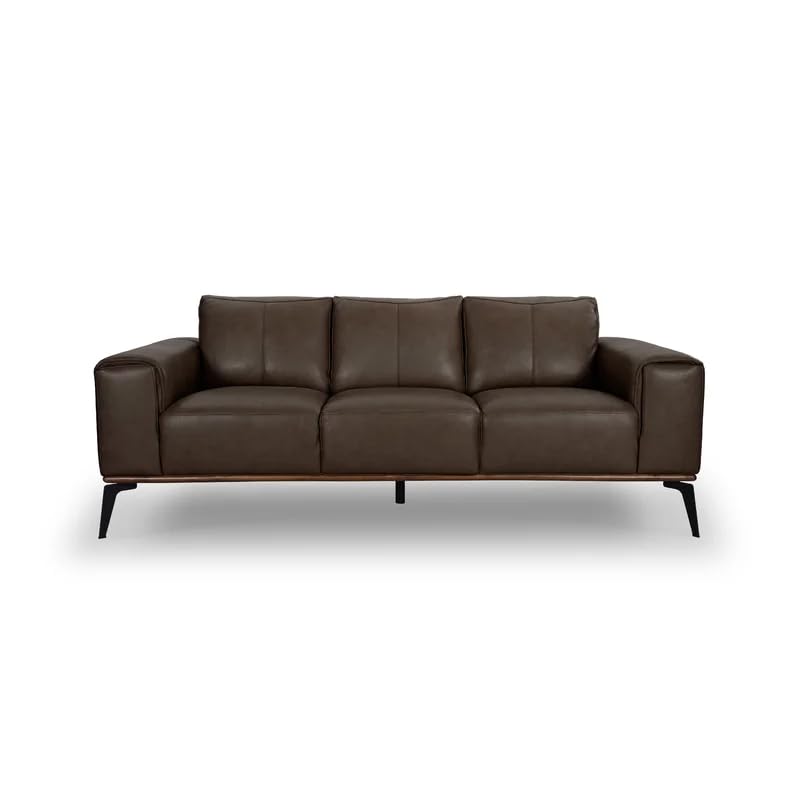 Image of LEGACY OF COMFORT Conley 86'' Leather 3 Seater Sofa Three Seater Lounger for Living Room Offices Hotels (Brown, Three Seater)