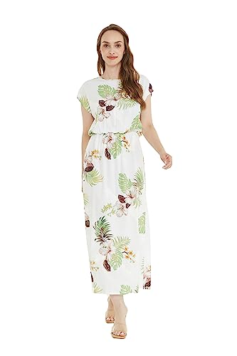 Image of Hawaii Hangover Women's Hawaiian Cap Sleeve Maxi Dress Signature Prints