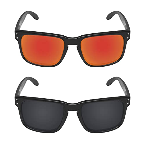 Image of Galvanic Replacement Lenses for Oakley Holbrook XL OO9417 Sunglasses - Ruby + Black Polarized - Combo Pack