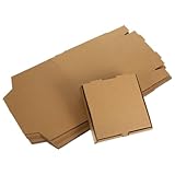 KOMBIUDA 20 Stück Quadratische Kraftpapier Wellpapp Pizzakartons 16x16x4cm Lebensmittelecht Stabil für Pizza Kuchen und Kekse für Restaurants und Abholservice