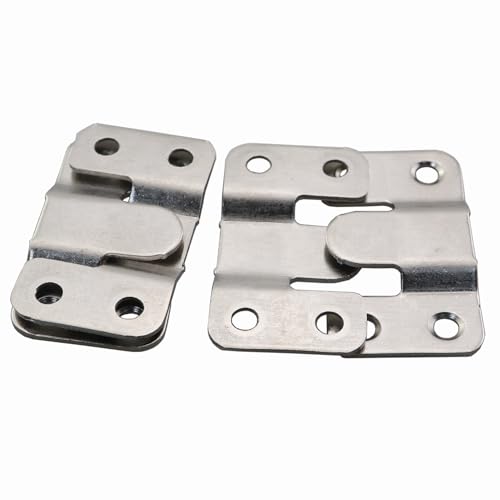 Image of 4 Pairs 53x30mm Recessed Mounting Bracket Thickened Stainless Steel Hook and Loop Multifunctional Connectors Interlocking Furniture Connector Silver Heavy Duty Photo Frame Hook
