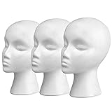 11' 3 Pcs Wig Head - Tall Female Foam Mannequin Wig Stand and Holder for Style, Model And Display Hair, Hats and Hairpieces, Mask - for Home, Salon and Travel