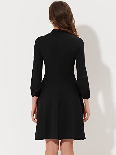 Allegra K Women's Keyhole Dress 3/4 Sleeve Mock Neck A-Line Formal Party Cocktail Dress X-Large Black #TOP3