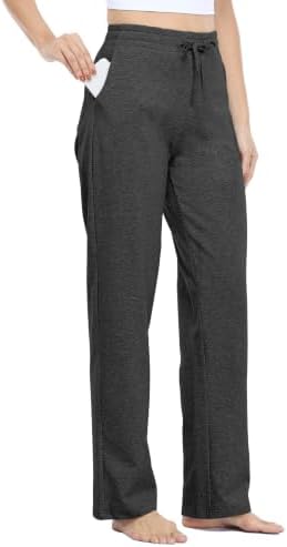 WILLIT Jogginghose Damen Baumwolle Trainingshose Lang Freizeithose Sporthose Yogahose gerades Bein Sport Lounge Sweatpants Kordelzug mit Taschen