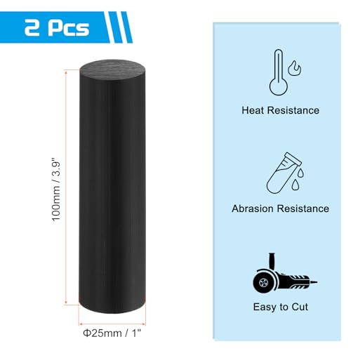Image of MECCANIXITY ABS Plastic Rod Round Solid Bar 25 mm x 100 mm Black for DIY Model Material, Architectural Model Making, DIY Sand Table, Pack of 2