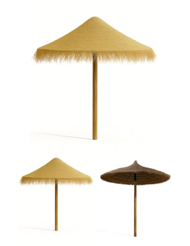 Jardin202 - Sombrilla Natural de Brezo o Esparto para Exterior | Playa, Chiringuitos, Jardín y Piscina | Artesanal | Parasol Tropical | Estructura reforzada y Resistente al Viento | Grande (Esparto)