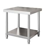 Tavolo da cucina in acciaio inox e banco da lavoro aperto con ripiano inferiore resistente tavolo da lavoro commerciale per ristoranti 80 cm H 90 x 60 cm