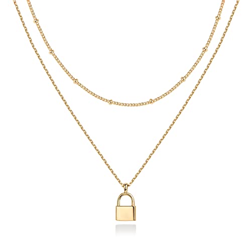 PAVOI 14K Gold Plated Layering Necklaces | Stylish Minimalist Design Pendant Necklaces | Butterfly, Heart, Lock, Evil Eye, Coin, Lightning Bolt, Circle, Cross Pendants for Women