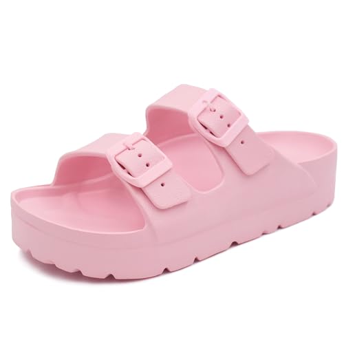 Image of L LOUBIT Women's Platform Sandals with Arch Support Pillow Soft Adjustable Buckle Slides Lightweight Non-Slip Summer Beach Shoes
