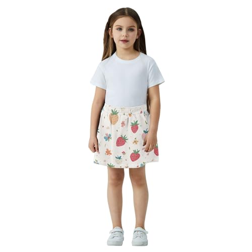 Faldas atléticas de algodón 2 en 1 con estampado de fresas y shorts para niñas