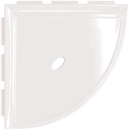 Questech Décor 8 Inch Corner Shower Shelf Bathroom Caddy, Lugged For New Construction, Corner Shower Shelf For Tiled Shower Walls, Corner Bathroom Shelf, 8 Inch Metro Lugged, White Polished