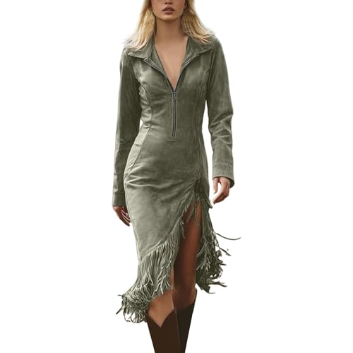 Robe bohème en daim idéale pour vos festivals et soirées country vintage