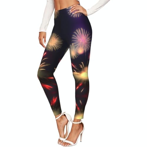 Leggings de compresión suaves Explosion Fireworks con estampado 3D moldeador para entrenamiento