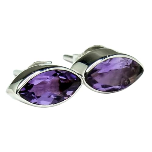 Améthyste naturelle 11mm puce d'oreille argent contre les bijoux ternes