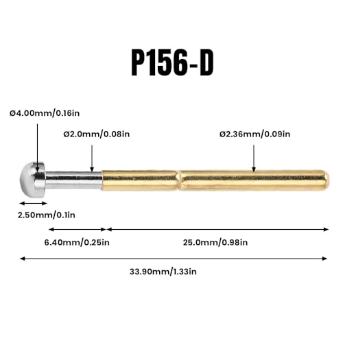 Image of Spring Test Probes, 100Pcs P156-D High Accuracy Round Pogo Pins for PCB Board Testing Contact