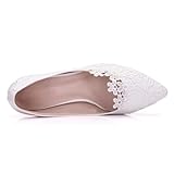 GAROZATION Spitze Brautschuhe Damen High Heels aus Spitze Weiß 5cm Absatz Hochzeit Pumps Elegante Hochzeitsschuhe für Frauen