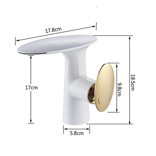Robinet de lavabo cascade blanc et or haut de gamme avec plaque