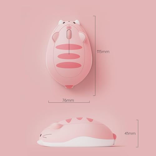 Grazioso mouse wireless con tema gatto, Mice rosa, Mice tri-mode Bluetooth 3.0/5.0/2.4G con ricevitore USB A, clic silenzioso, mouse cartoon per laptop/PC (Pink Angie) - Gadget - Immagine 5