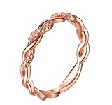 Lzz Fashion Lady Twist Ring 14K Solid Rose Gold Twist Ring Cubic Zirconia Diamond Ring Wedding Jewelry Size 6-10 (US Code 6)